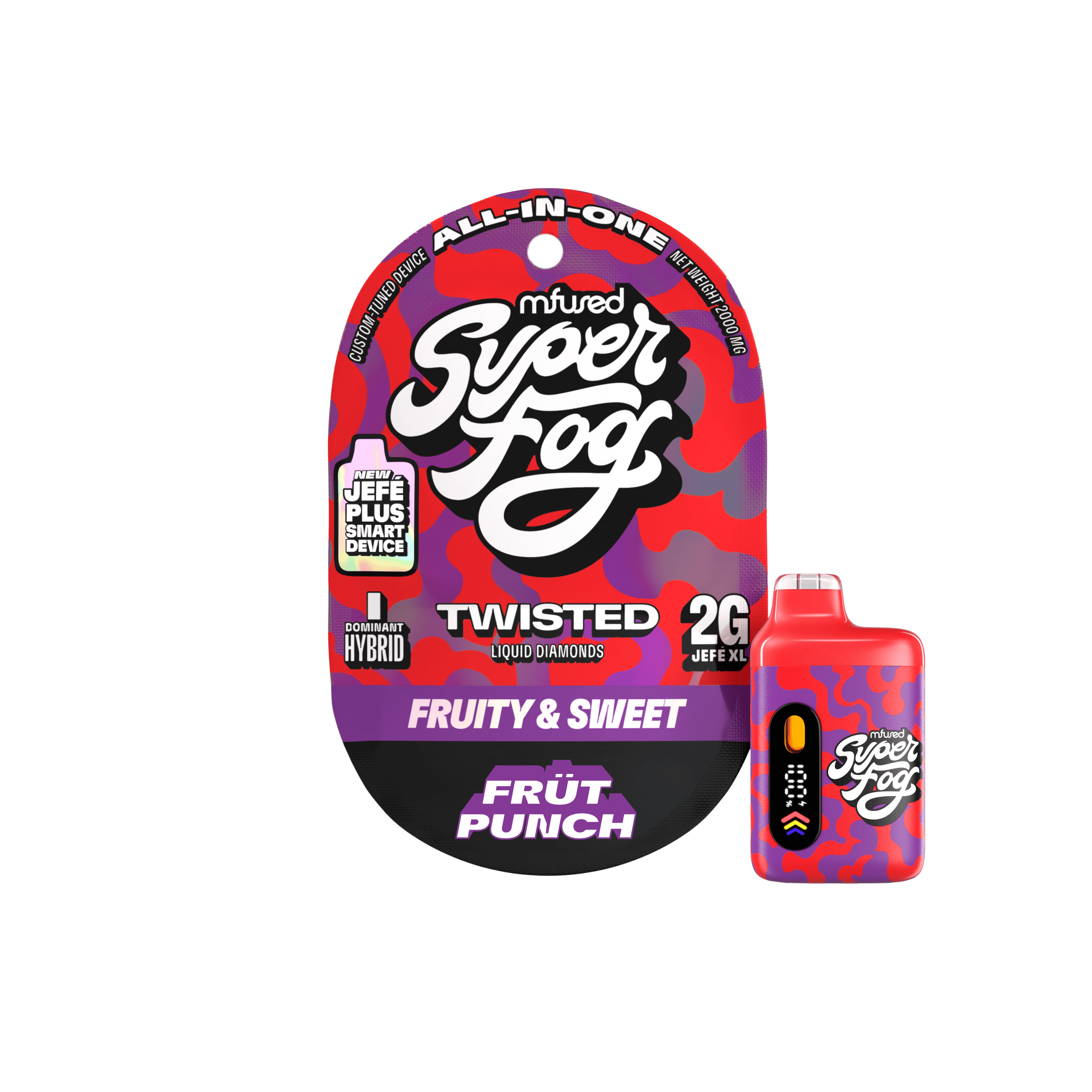 Super Fog by MFused - Früt Punch | TWISTED Liquid Diamonds Jefé Plus Disposable | 2g - 1