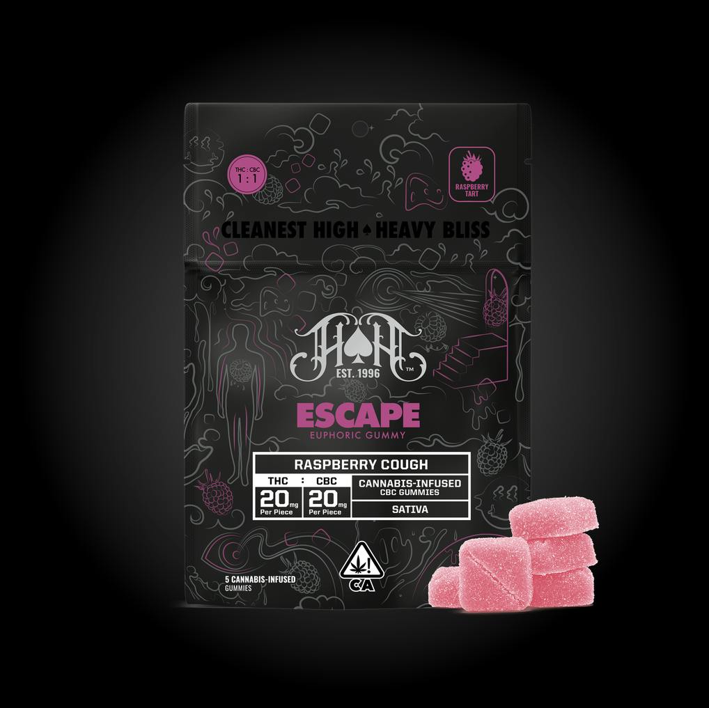 Heavy Hitters - Escape | Raspberry Cough 1:1 THC:CBC Gummies | 100mg | 5ct | 20mg/ea - 1