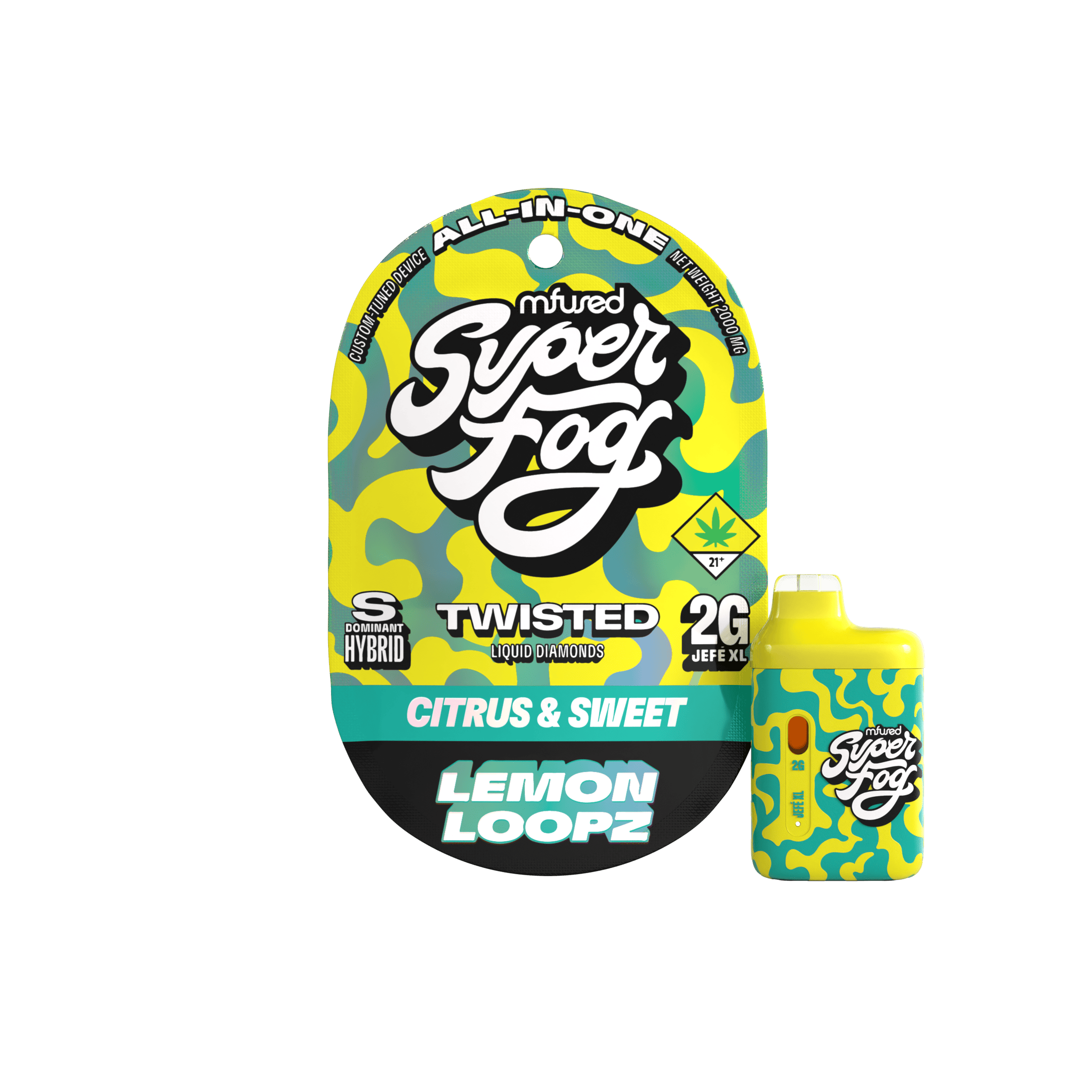 Super Fog by MFused - Lemon Loopz | TWISTED Liquid Diamonds Jefé Disposable | 2g - 1