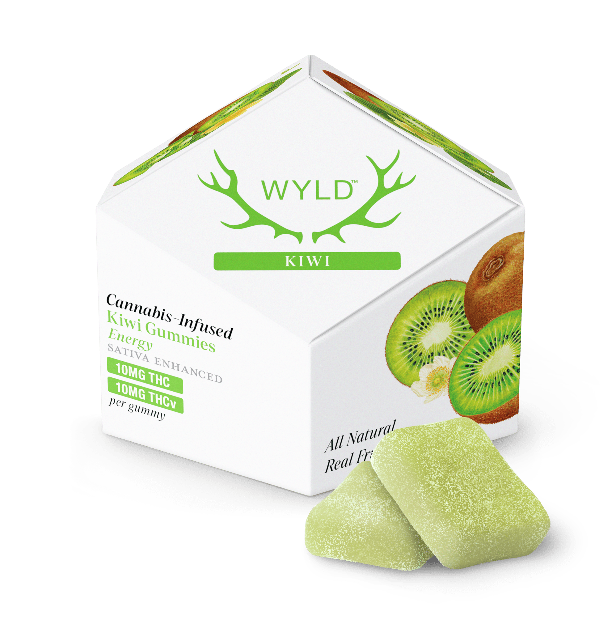 WYLD - Kiwi | 1:1 THCv Gummies | 100mg | 10ct | 10mg/ea - 1