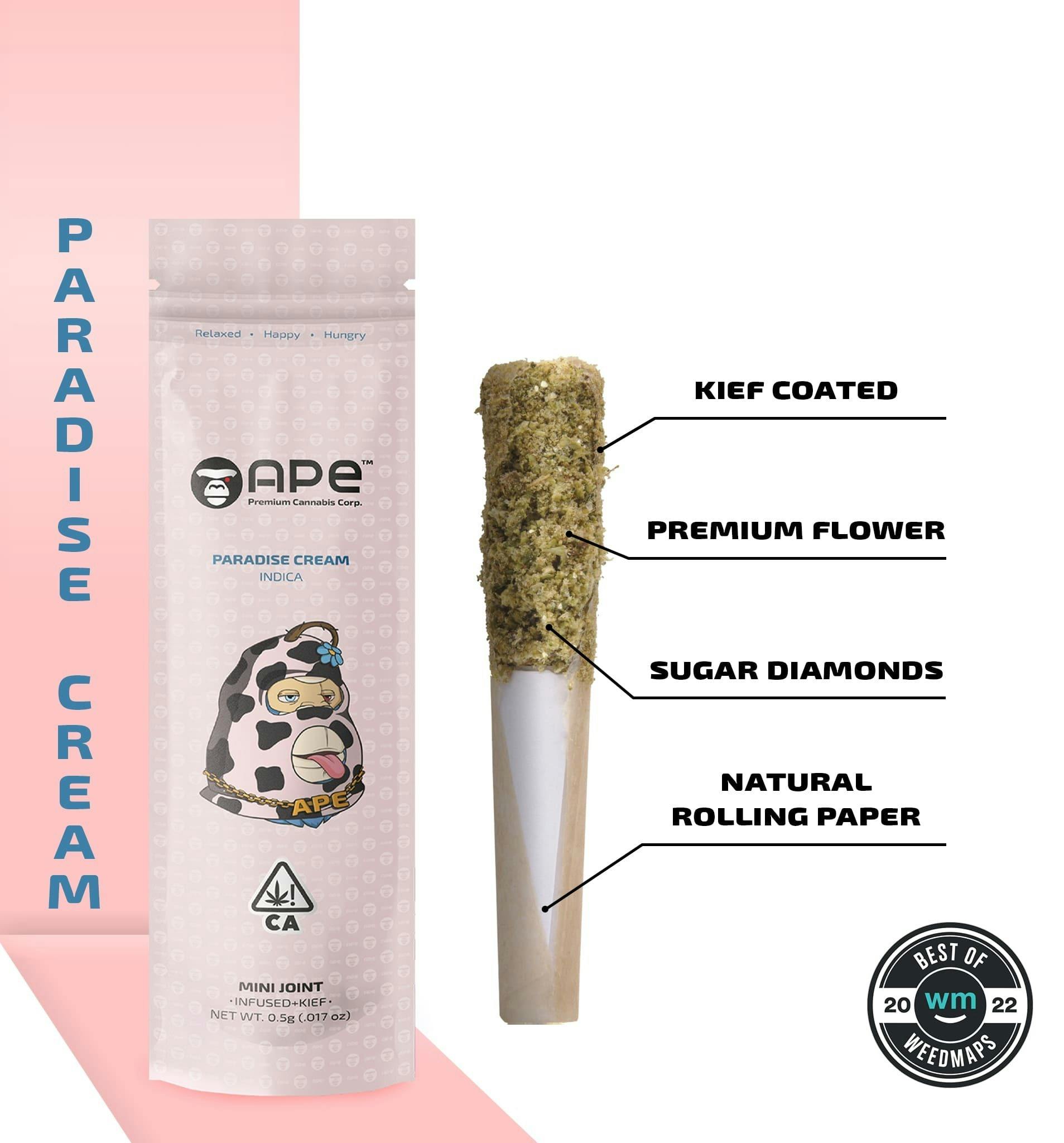 APE Premium Cannabis Corp - PARADISE CREAM - Mini Joint Infused + Kief (0.5g) - 1