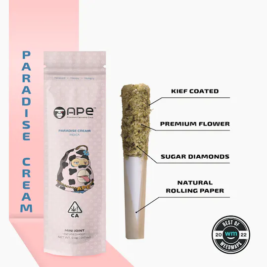 APE Premium Cannabis Corp - PARADISE CREAM - Mini Joint Infused + Kief (0.5g) - 1