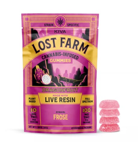 Lost Farm - Dragonfruit 'Frose' Live Resin Gummies | 100mg | 10ct | 10mg/ea - 1