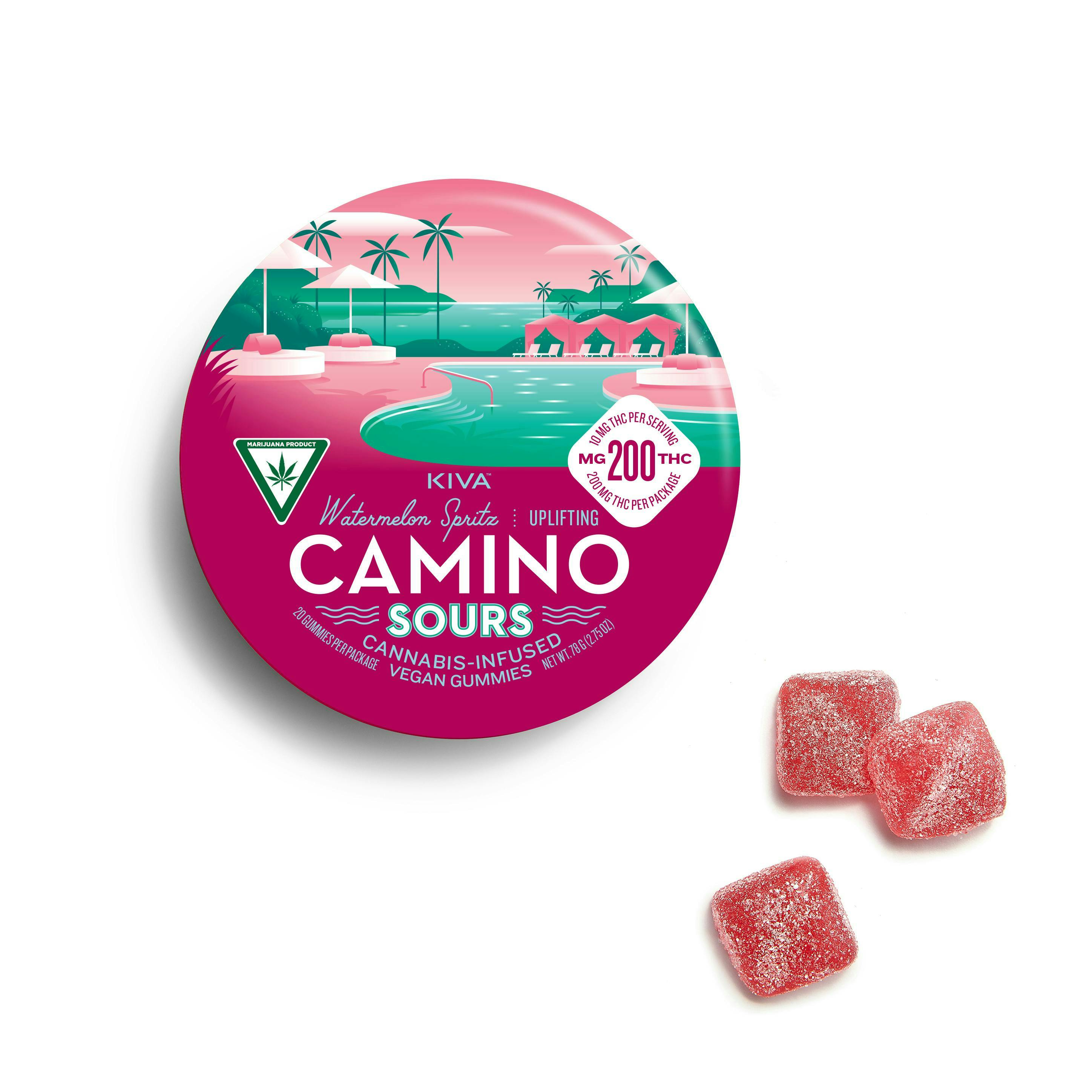 Camino - Uplifting | Watermelon Spritz Sours Gummies | 200mg | 20ct | 10mg/ea - 1
