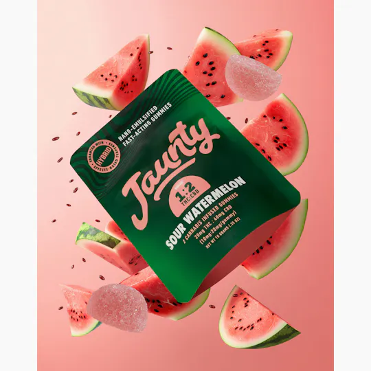 Jaunty - Sour Watermelon 2:1 CBD:THC Gummies | 20mg | 2ct | 10mg/ea - 1