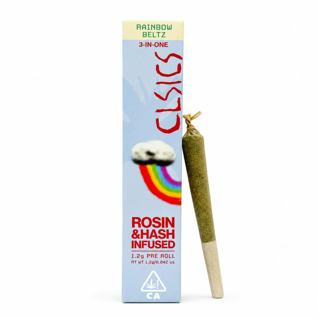 CLSICS Rosin & Rosin Infused Pre Rolls - Rainbow Beltz - Trifecta Hash/Rosin/Flower Infused Joint - 1.2g - 1