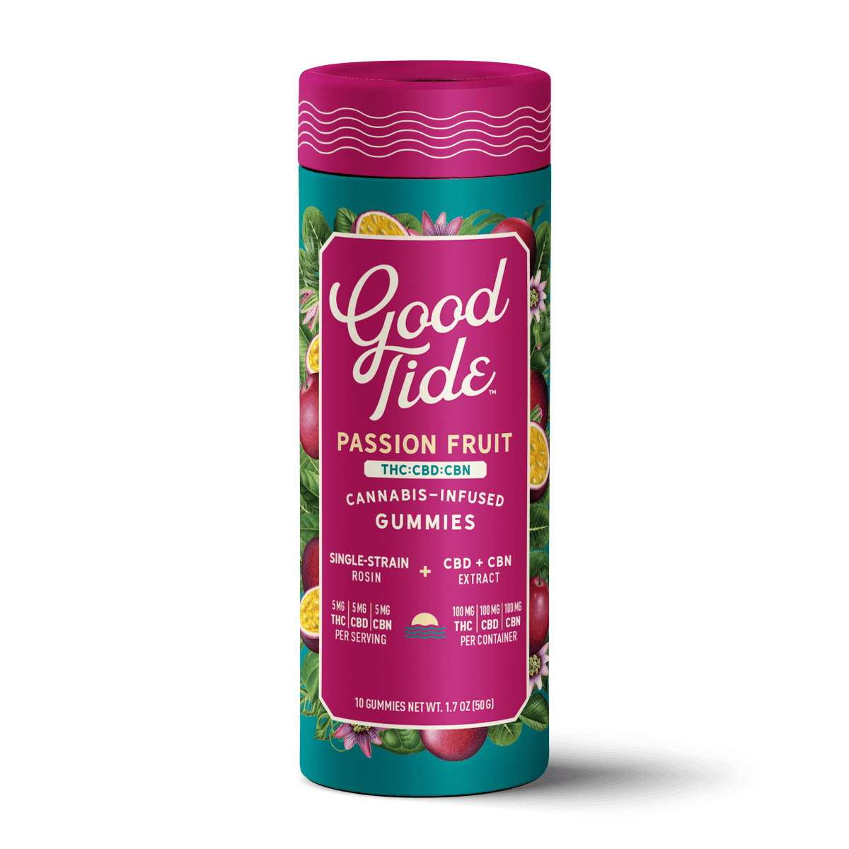 Good Tide - Passion Fruit 1:1:1 THC:CBD:CBN Gummies | 100mg | 20ct | 5mg/ea - 1