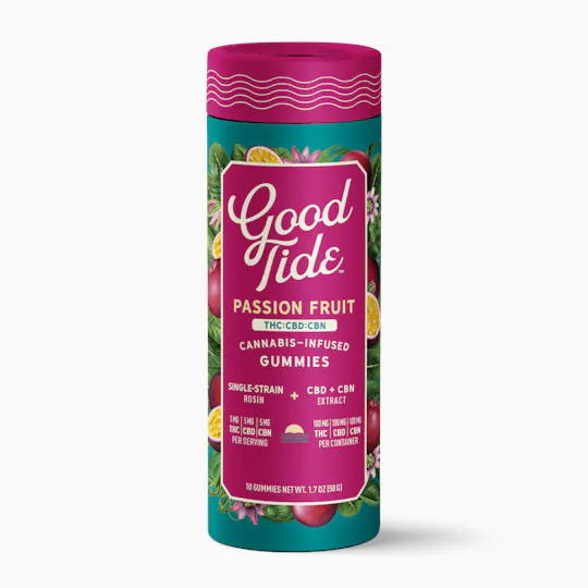 Good Tide - Passion Fruit 1:1:1 THC:CBD:CBN Gummies | 100mg | 20ct | 5mg/ea - 1