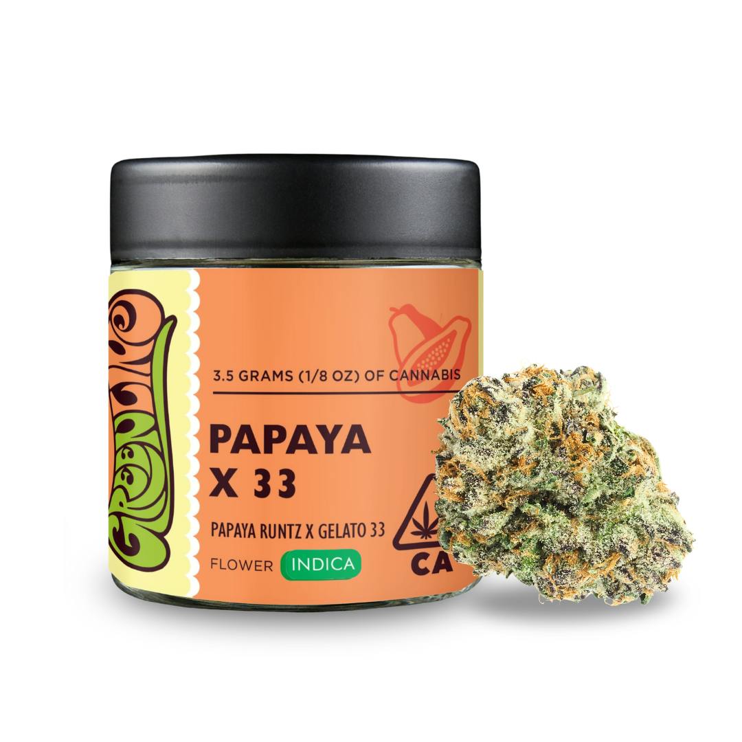 Greenline - Papaya X 33 - 1/8 oz - Indoor - Indica - 3.5g - 1