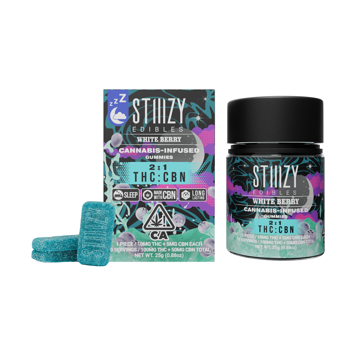 STIIIZY - - WHITE BERRY - Gummies 2:1 THC:CBN Edibles - 1