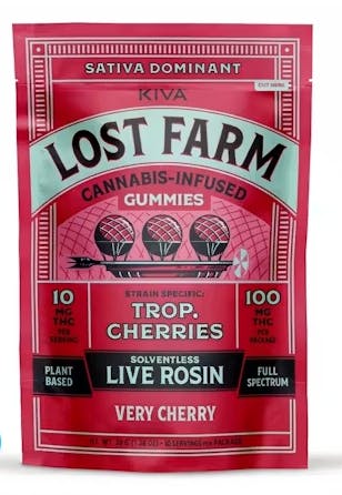 Lost Farm - Tropicana Cherries' Live Rosin Gummies | 100mg | 10ct | 10mg/ea - 1