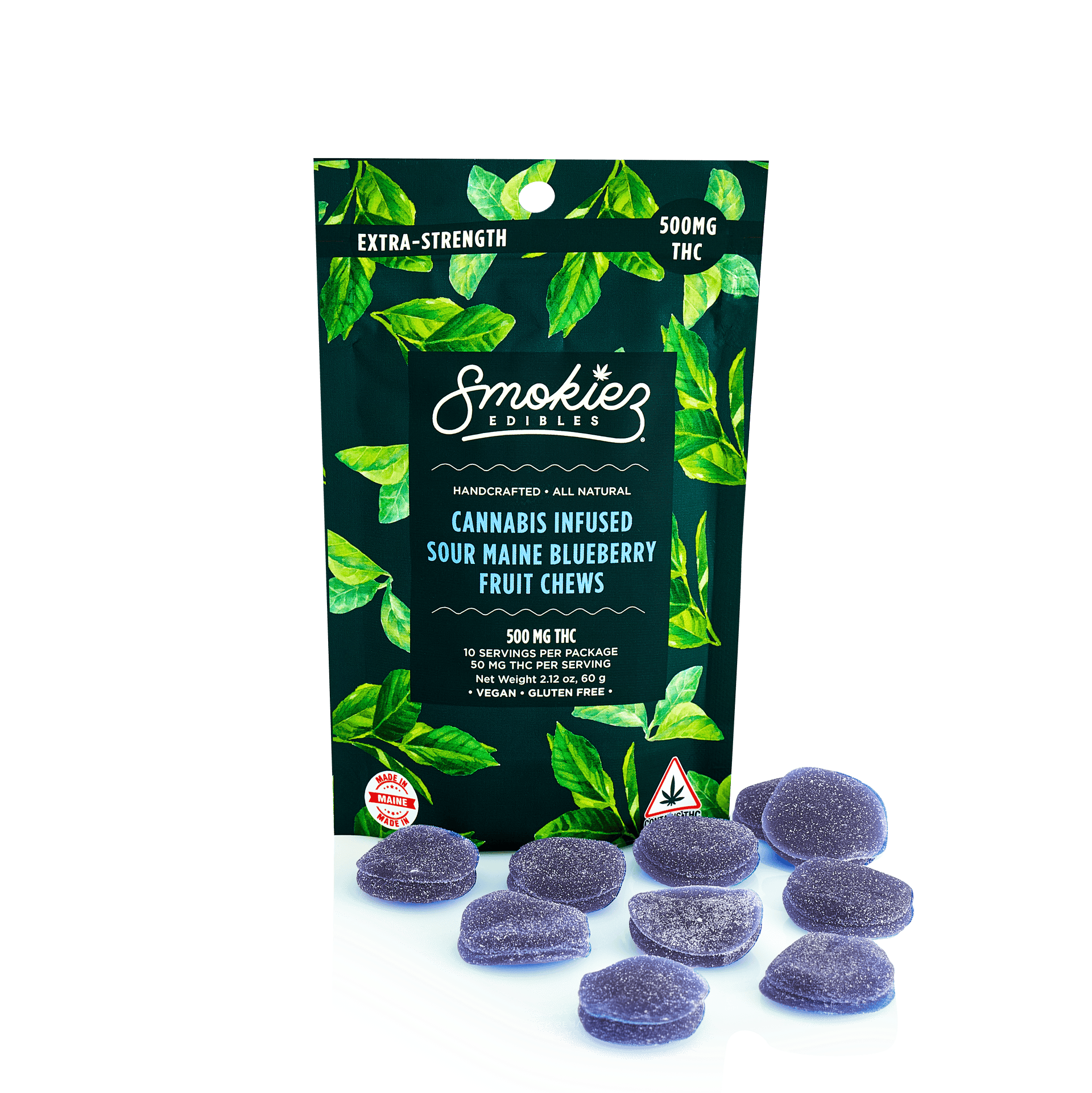 Smokiez Edibles - Maine Sour Blueberry Gummies | 500mg | 10ct | 50mg/ea - 1