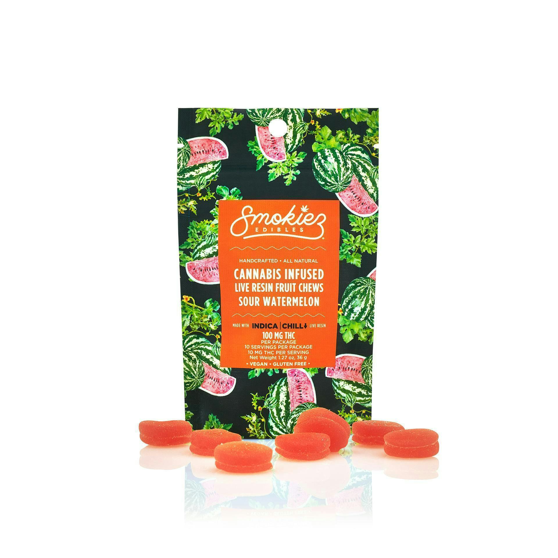 Smokiez Edibles - Sour Watermelon Live Resin Gummies | 100mg | 10ct | 10mg/ea - 1