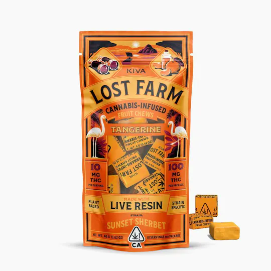 Lost Farm - Tangerine 'Sunset Sherbert' Live Resin Chews | 100mg | 10ct | 10mg/ea - 1