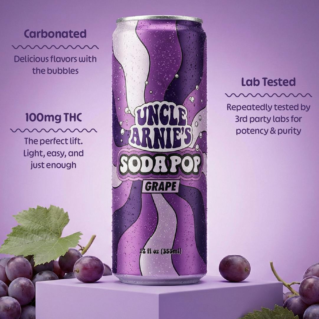 Uncle Arnies - Grape Soda Pop | Carbonated | 100mg | 12oz - 1