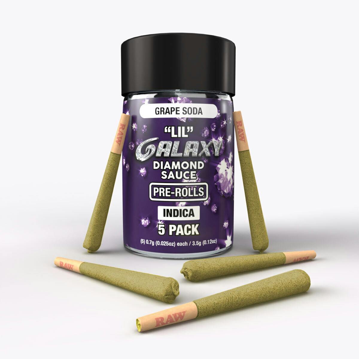 Galaxy - Grape Soda (Indica) Galaxy Mini 5-pack 3.5G Diamond Infused Prerolls - 1