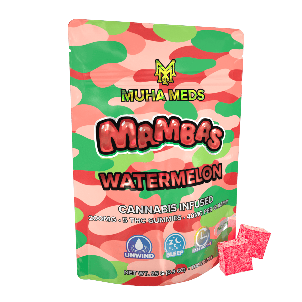 Muha Meds - Muha Meds | Watermelon Gummies | 200mg | 5ct | 40mg/ea - 1