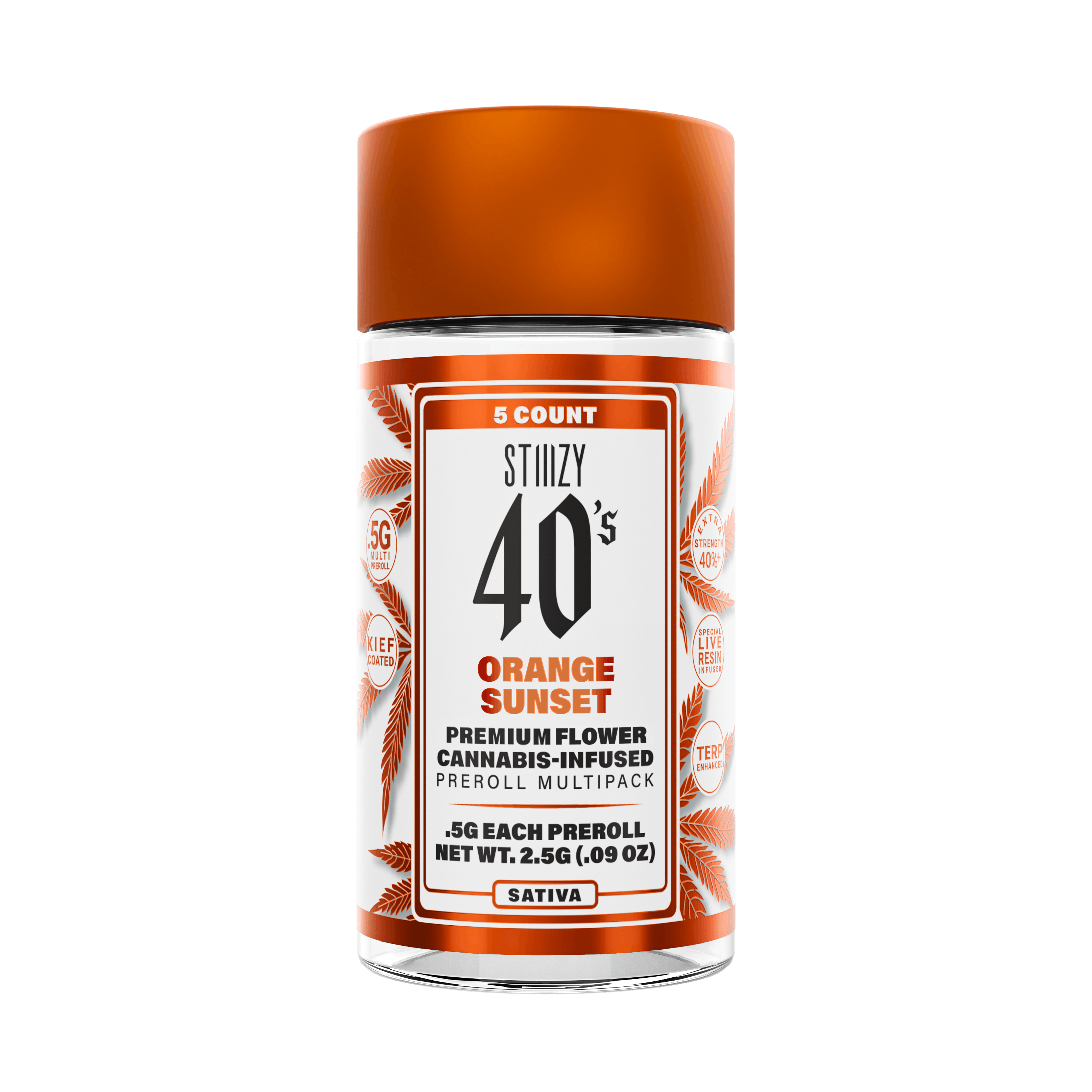 STIIIZY - - ORANGE SUNSET - .5G 40's Infused Preroll 5 Pack - 1