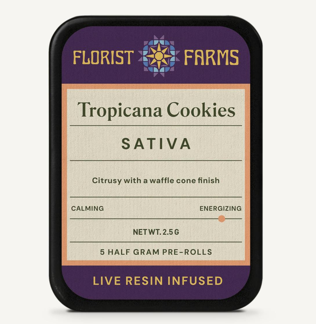 Florist Farms - Tropicana Cookies | Live Resin Infused Minis | 0.5g each | 5pk - 1