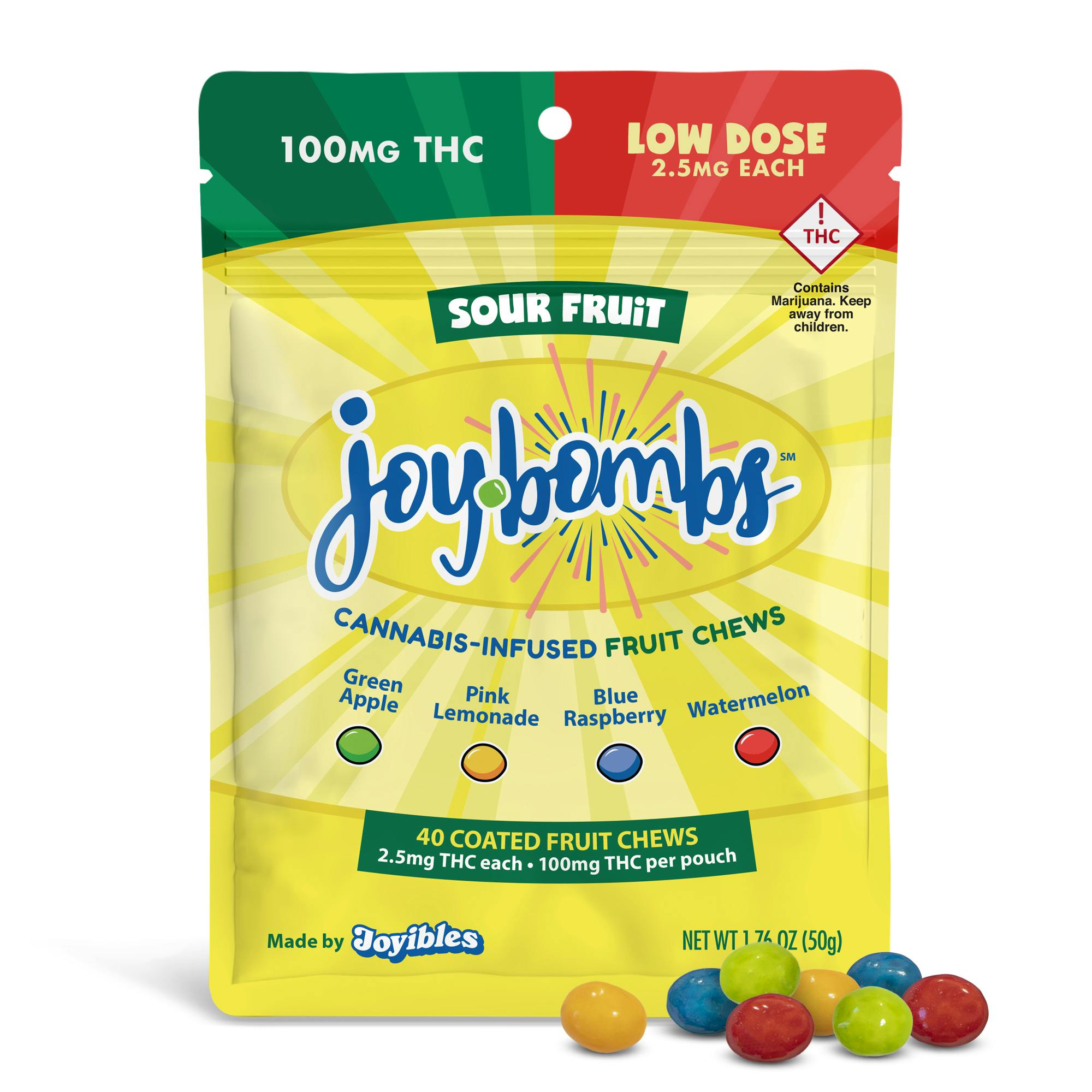 Joyibles - Joy Bombs Sour Fruit - 100mg THC (40pk / 2.5mg THC ea) - 1
