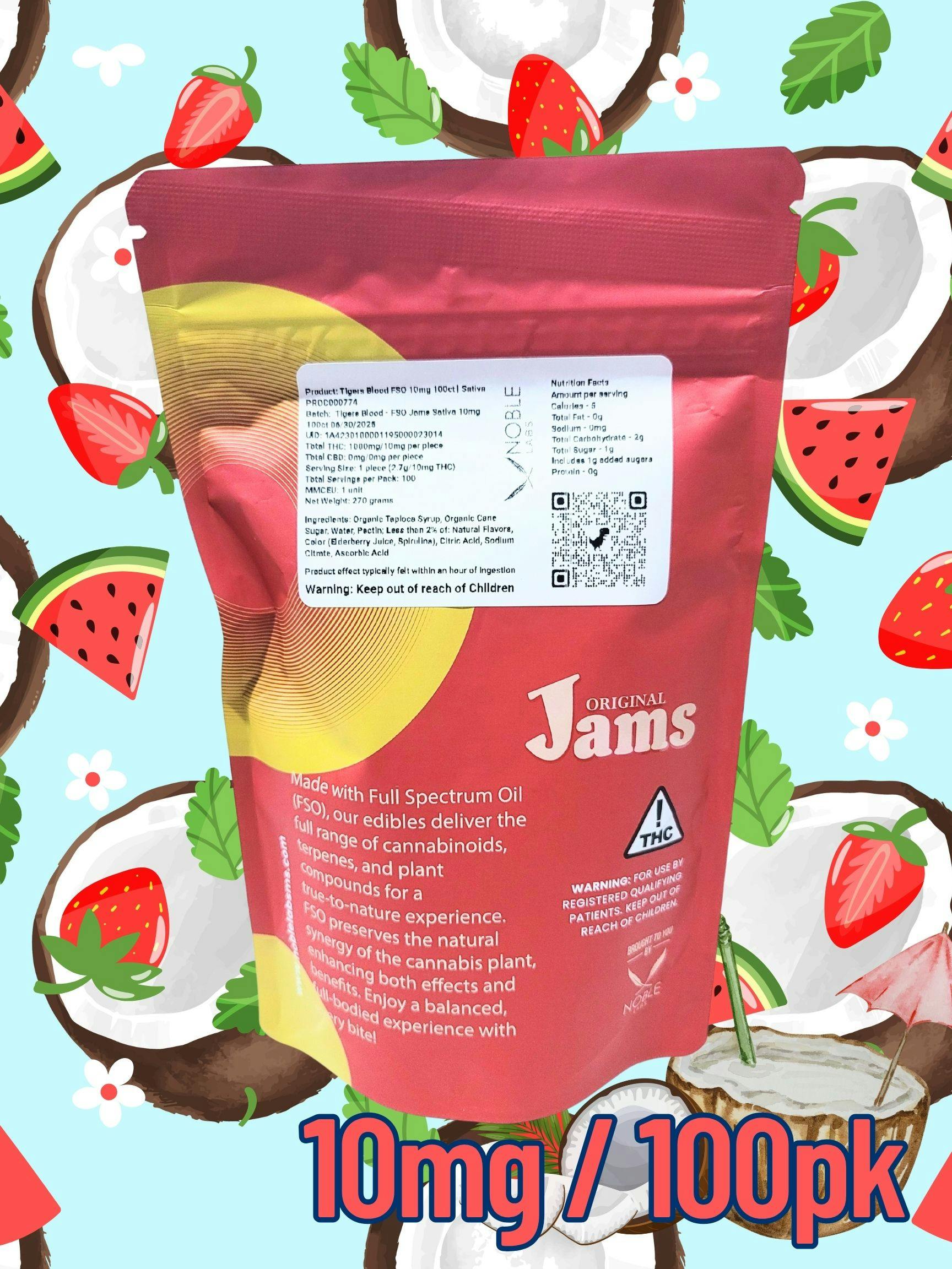 Noble Labs - Jams FSO Sativa Gummies 10mg/ 100pk | Tigers Blood - 1