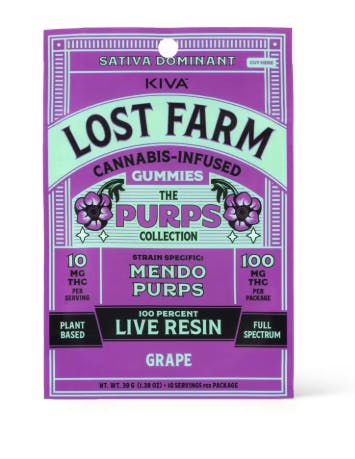 Lost Farm - Grape 'Mendo Purps' Live Resin Gummies | 100mg | 10ct | 10mg/ea - 1
