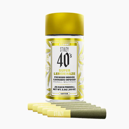 STIIIZY - - SUPER LEMON HAZE - .5G 40's Infused Preroll 5 Pack - 1