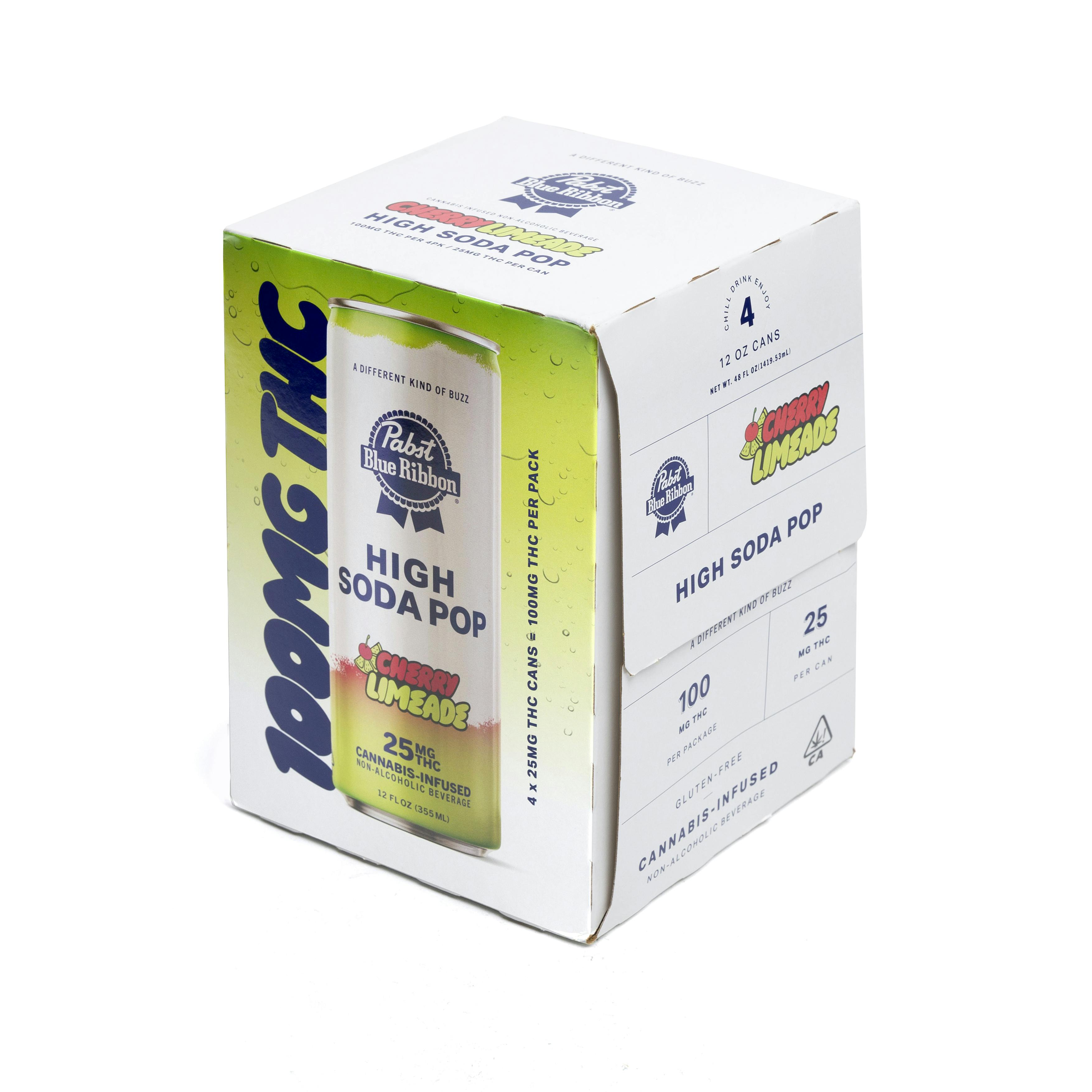 Pabst (PBR) - PABST | PBR Cannabis Infused High Soda Pop - Cherry Limeade | 25mg | 4 pack - 1