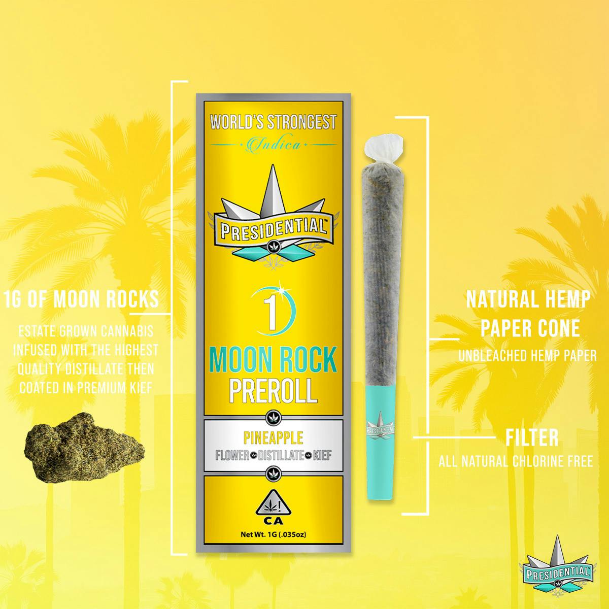 Presidential - Presidential Moon Rock Preroll - Pineapple (1g) - 1