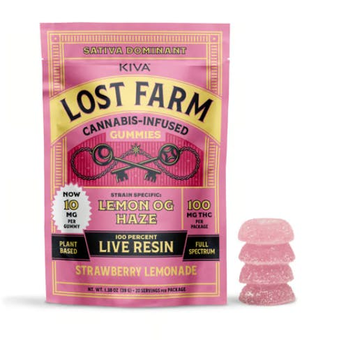 Lost Farm - Lemon OG Haze' Live Resin Gummies | 100mg | 10ct | 10mg/ea - 1