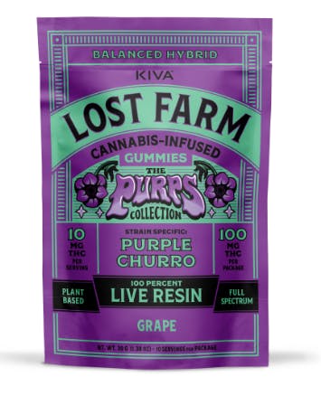 Lost Farm - Grape 'Purple Churro' Live Resin Gummies | 100mg | 10ct | 10mg/ea - 1