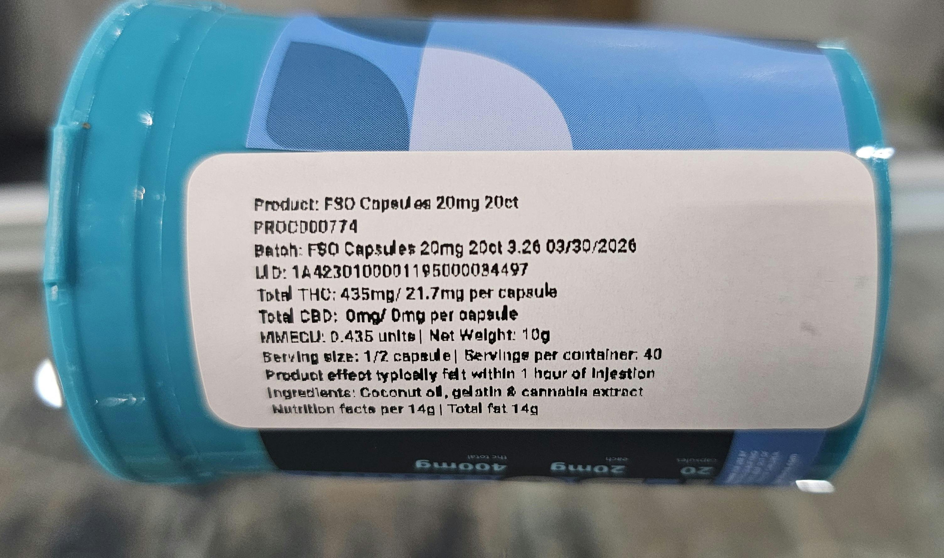 Noble Labs - Noble Labs FSO Capsules | 20mg 20ct - 1