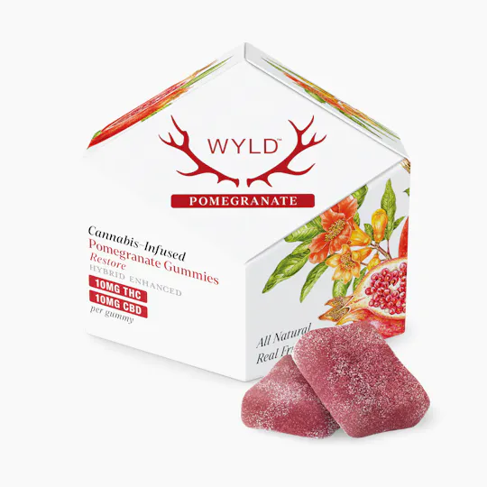 WYLD - WYLD | Pomegranate 1:1 CBD + Hybrid Enhanced Gummies | 100mg | 10ct | 10mg - 1