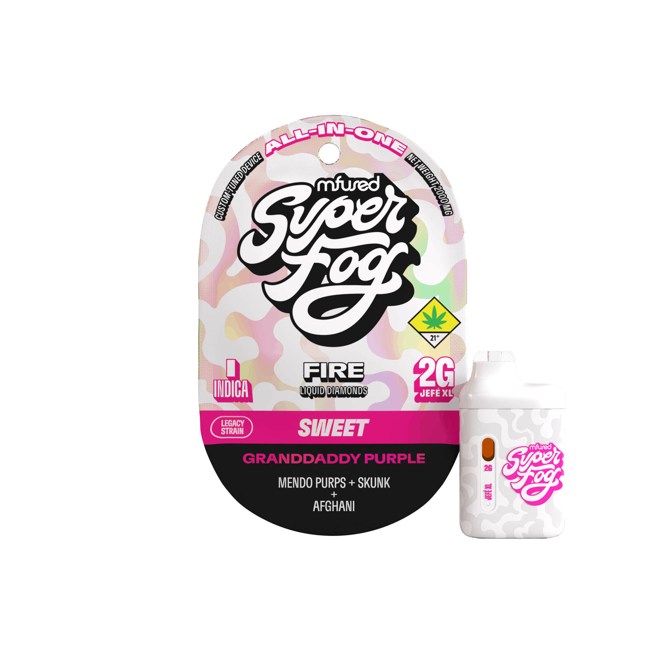 Super Fog by MFused - Granddaddy Purple | FIRE Liquid Diamonds Jefé Disposable | 2g - 1