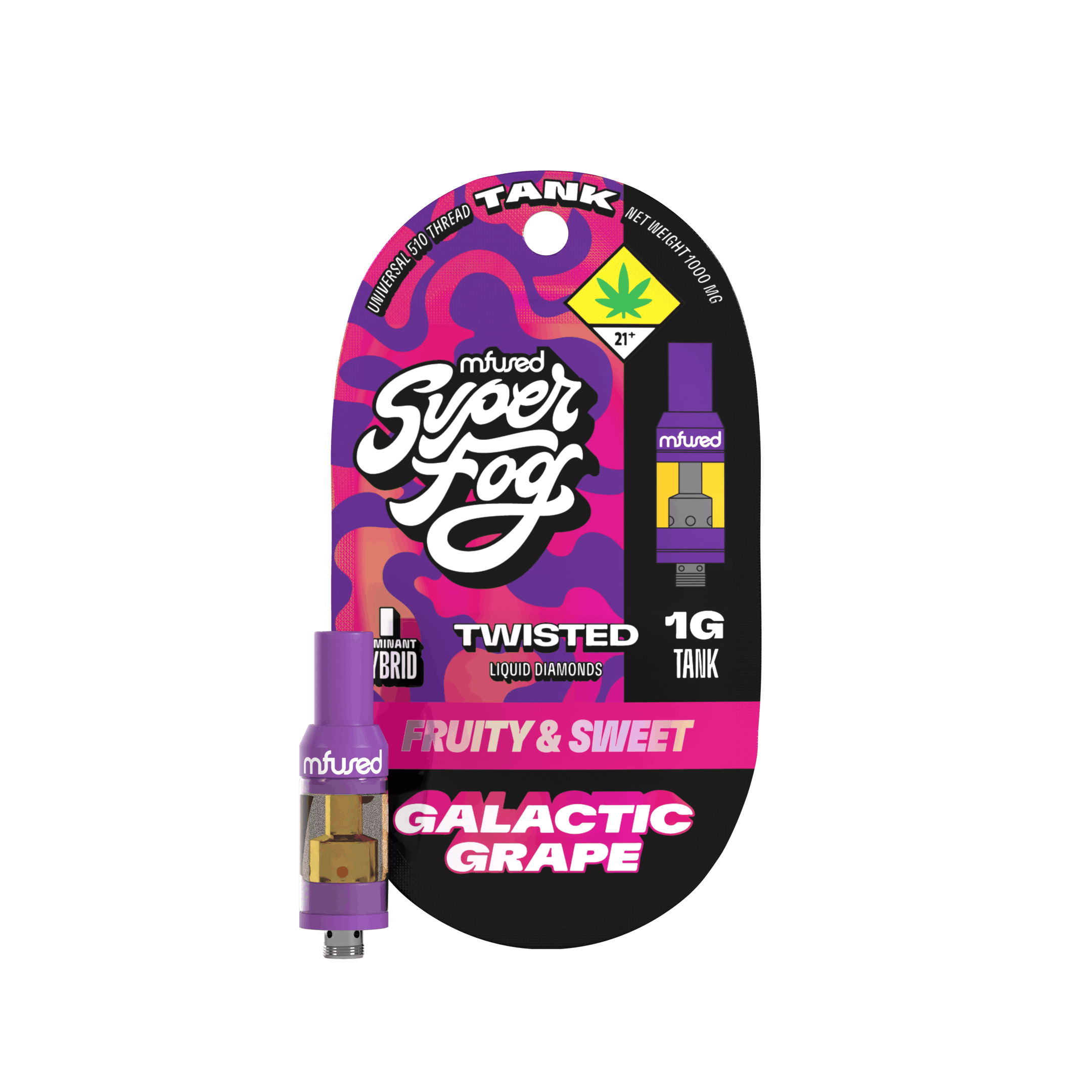 Super Fog by MFused - Galactic Grape | TWISTED Liquid Diamonds Tank Cartridge | 1g - 1