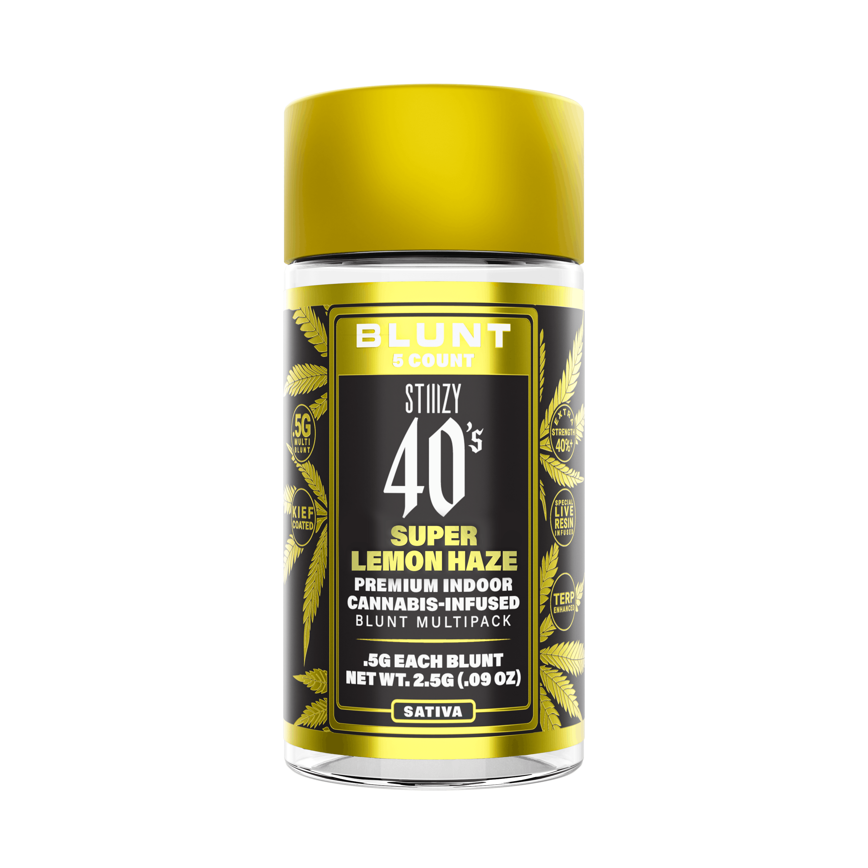 STIIIZY - - SUPER LEMON HAZE - .5G 40's Infused Mini Blunt 5 Pack - 1