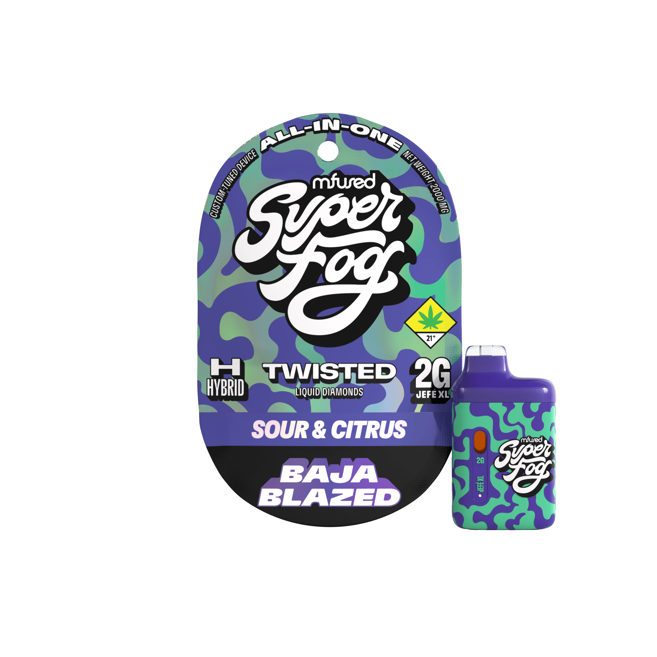 Super Fog by MFused - Baja Blazed | TWISTED Liquid Diamonds Jefé Disposable | 2g - 1