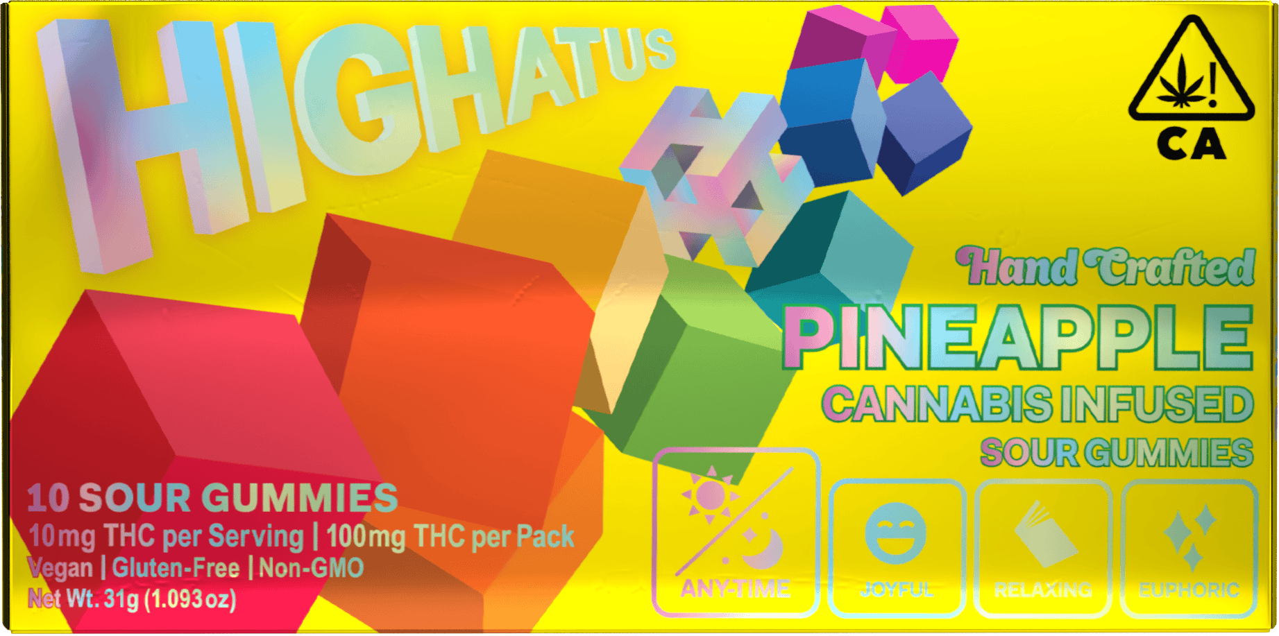Highatus - Highatus | Pineapple Sour Gummies | 100mg | 10ct | 10mg/ea - 1