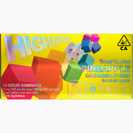 Highatus - Highatus | Pineapple Sour Gummies | 100mg | 10ct | 10mg/ea - 1