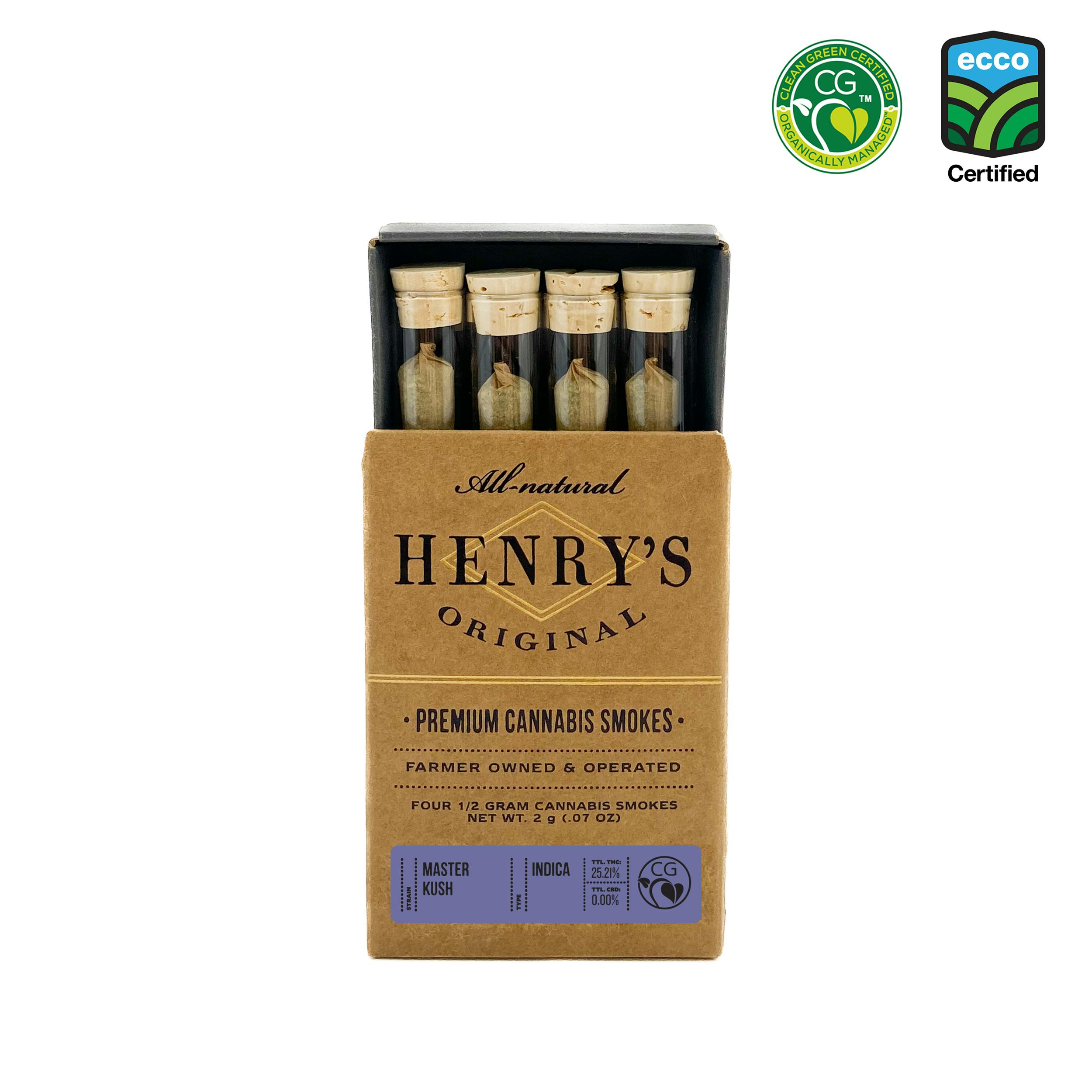 Henry's Original - Henry's Original | Master Kush | Joints | 0.5g each | 4pk - 1