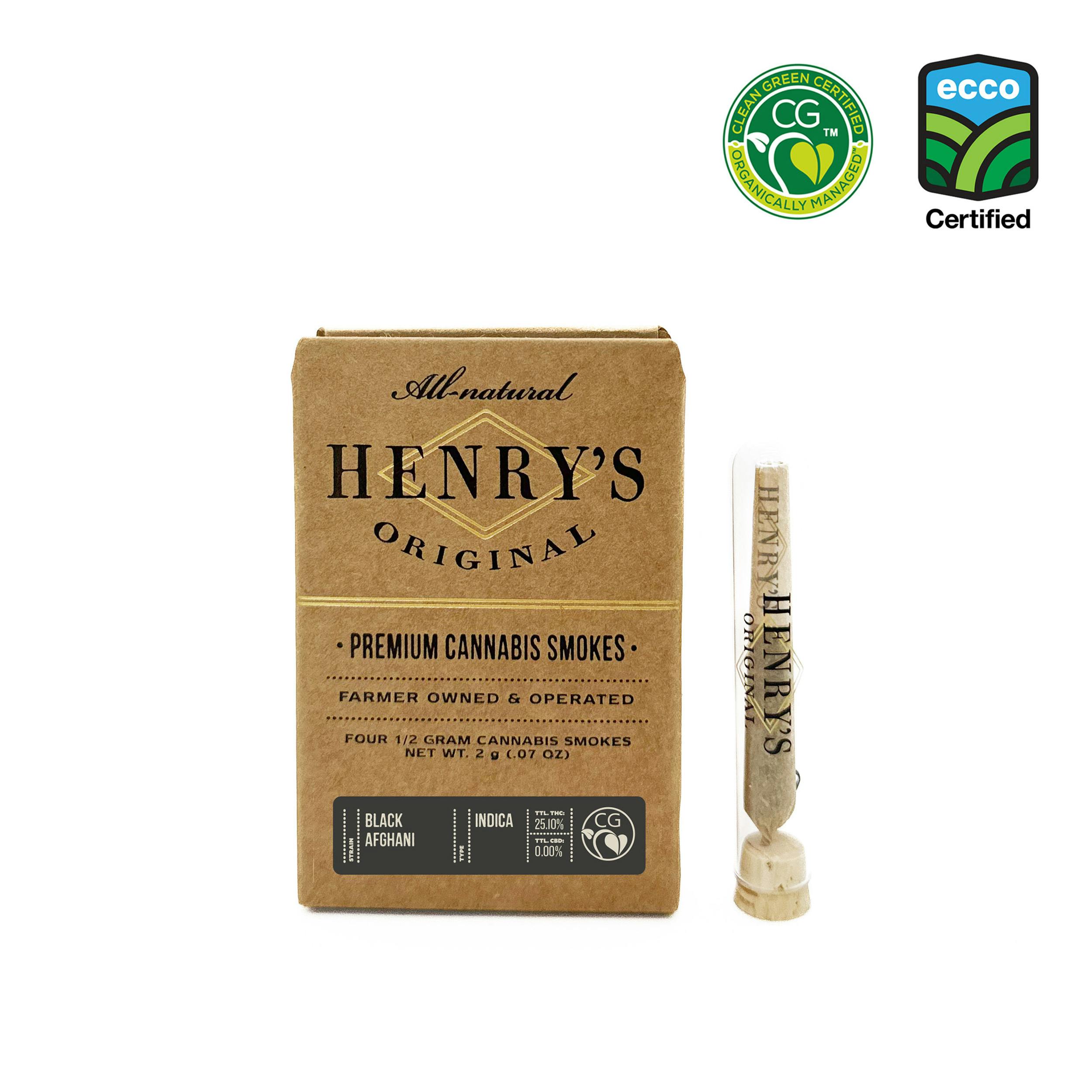 Henry's Original - Henry's Original | Black Afghani | Joints | 0.5g each | 4pk - 1