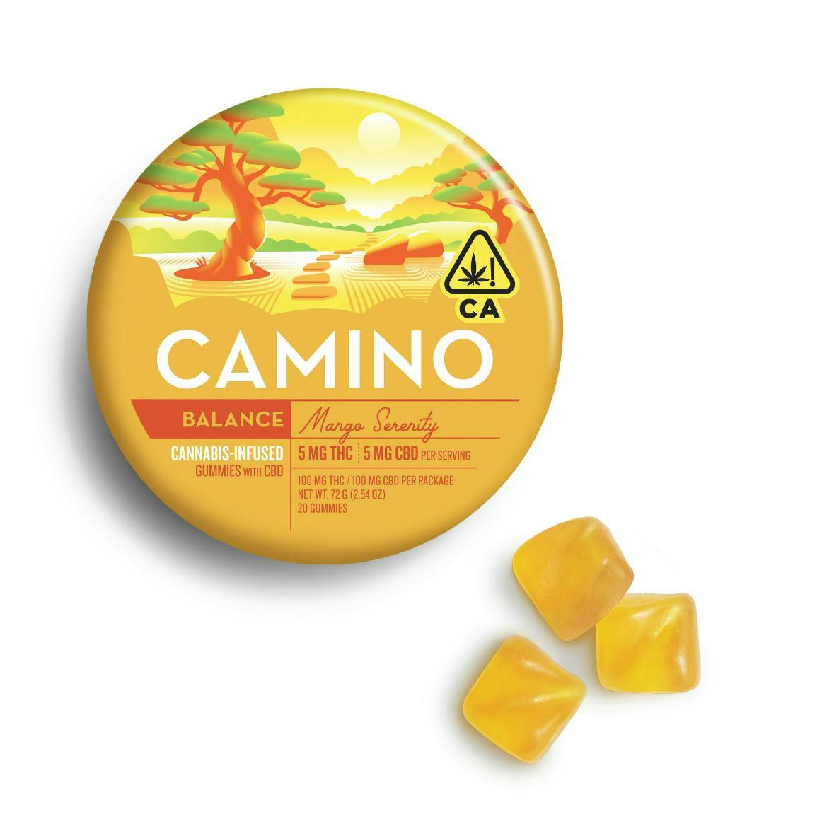 Camino - Balance | Mango Serenity THC:CBD 1:1 Gummies | 100mg | 20ct | 5mg/ea - 1