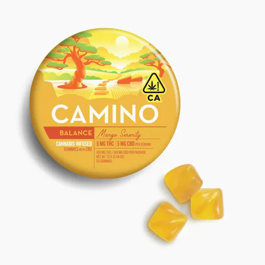 Camino - Balance | Mango Serenity THC:CBD 1:1 Gummies | 100mg | 20ct | 5mg/ea - 1