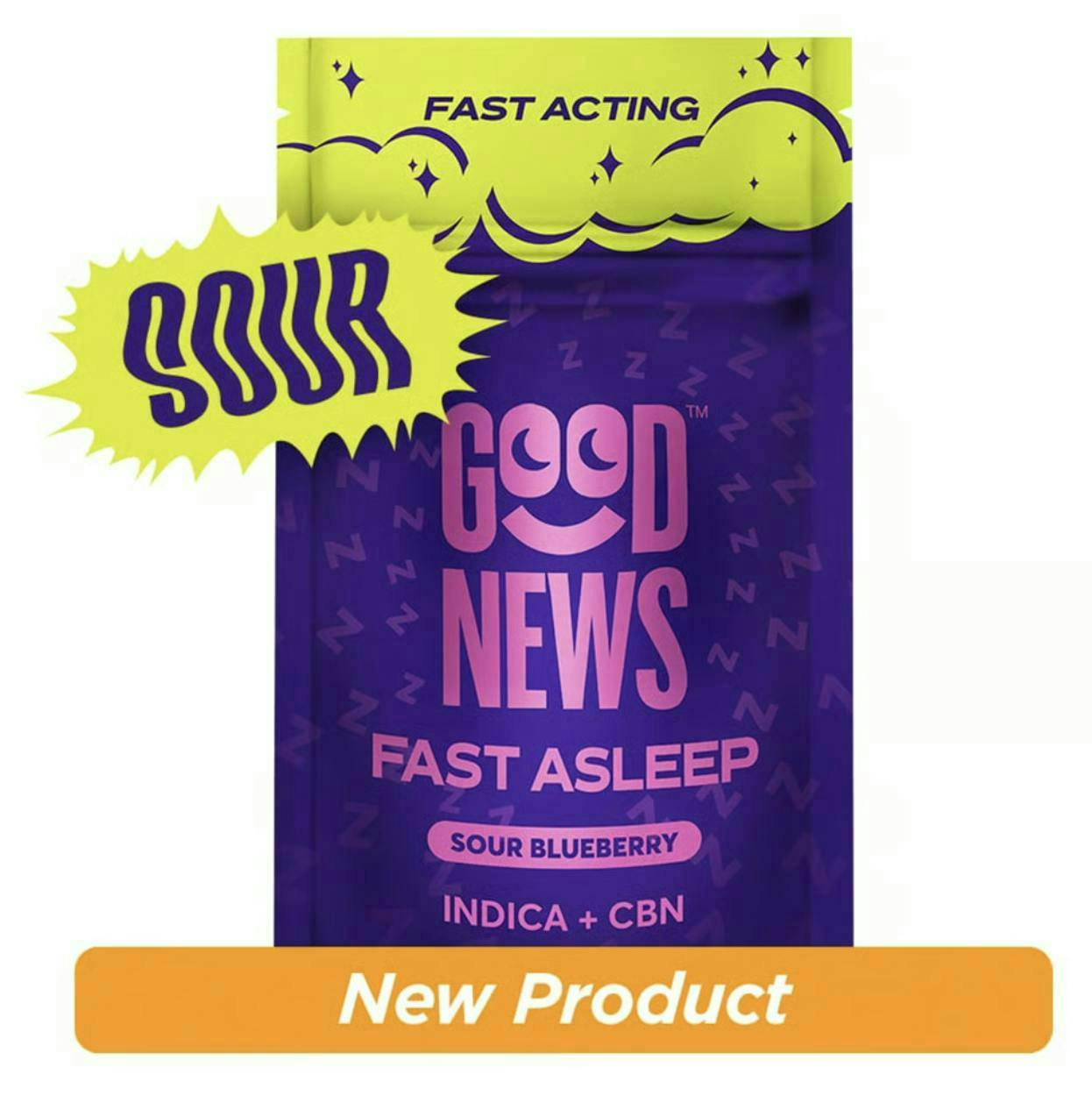 Good News - Fast Asleep | Sour Blueberry Gummies | 100mg | 20ct | 5mg/ea - 1