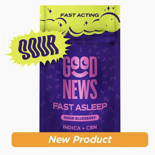 Good News - Fast Asleep | Sour Blueberry Gummies | 100mg | 20ct | 5mg/ea - 1