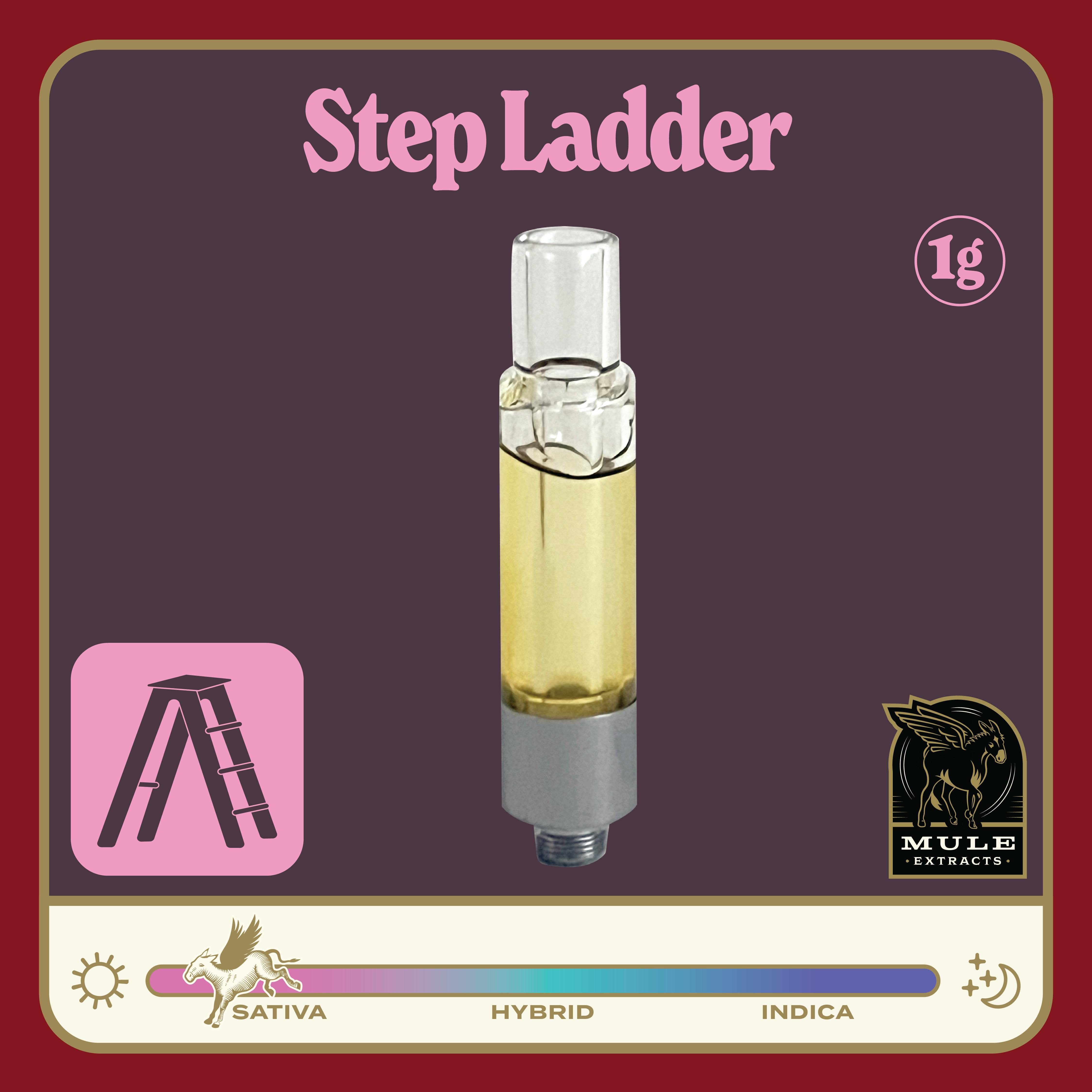 Mule Extracts - Step Ladder | Live Resin Glass Cartridge | 1g - 1