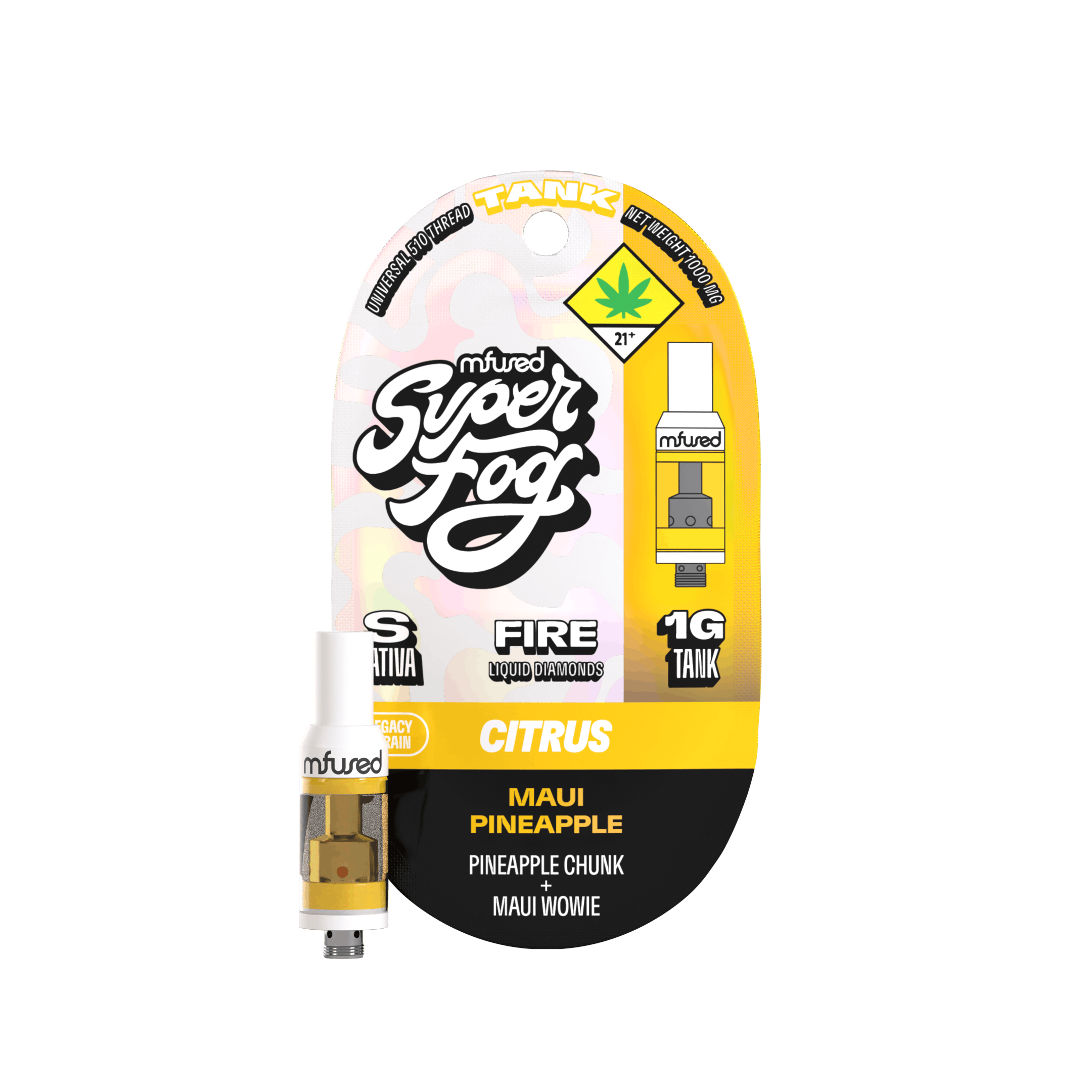 Super Fog by MFused - Maui Pineapple | FIRE Liquid Diamonds Tank Cartridge | 1g - 1