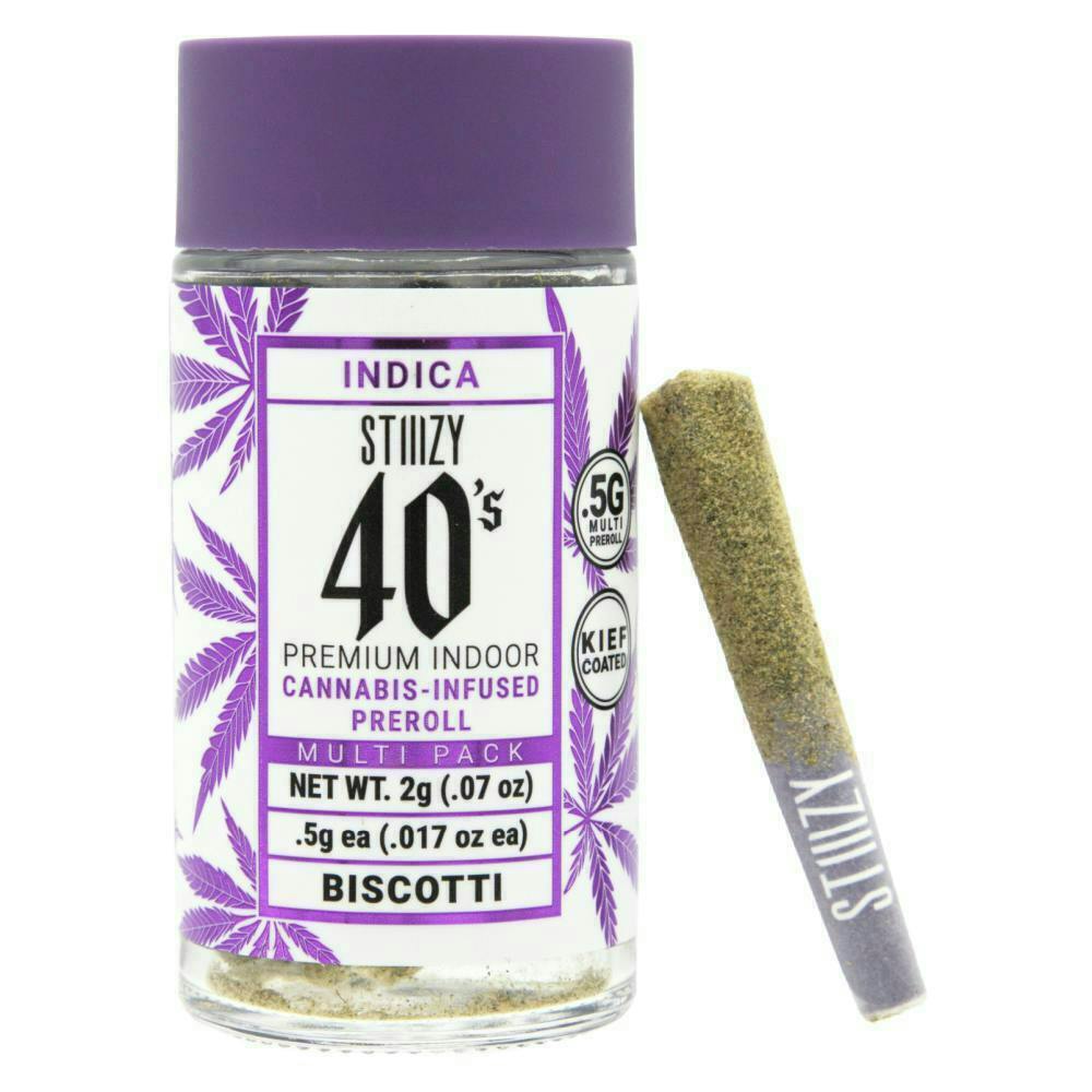 STIIIZY - - BISCOTTI - .5G 40's Infused Preroll 4 Pack [2g] - 1