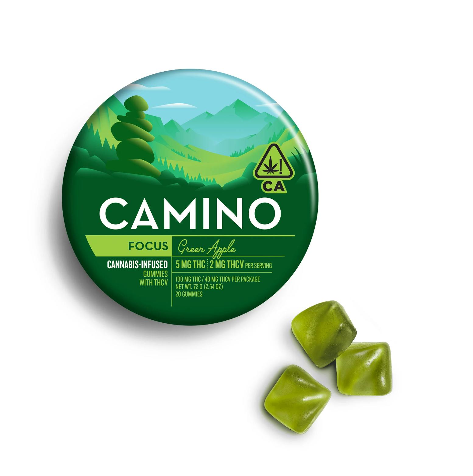 Camino - Focus | Green Apple THC:THCV 5:2 Gummies | 100mg | 20ct | 5mg/ea - 1