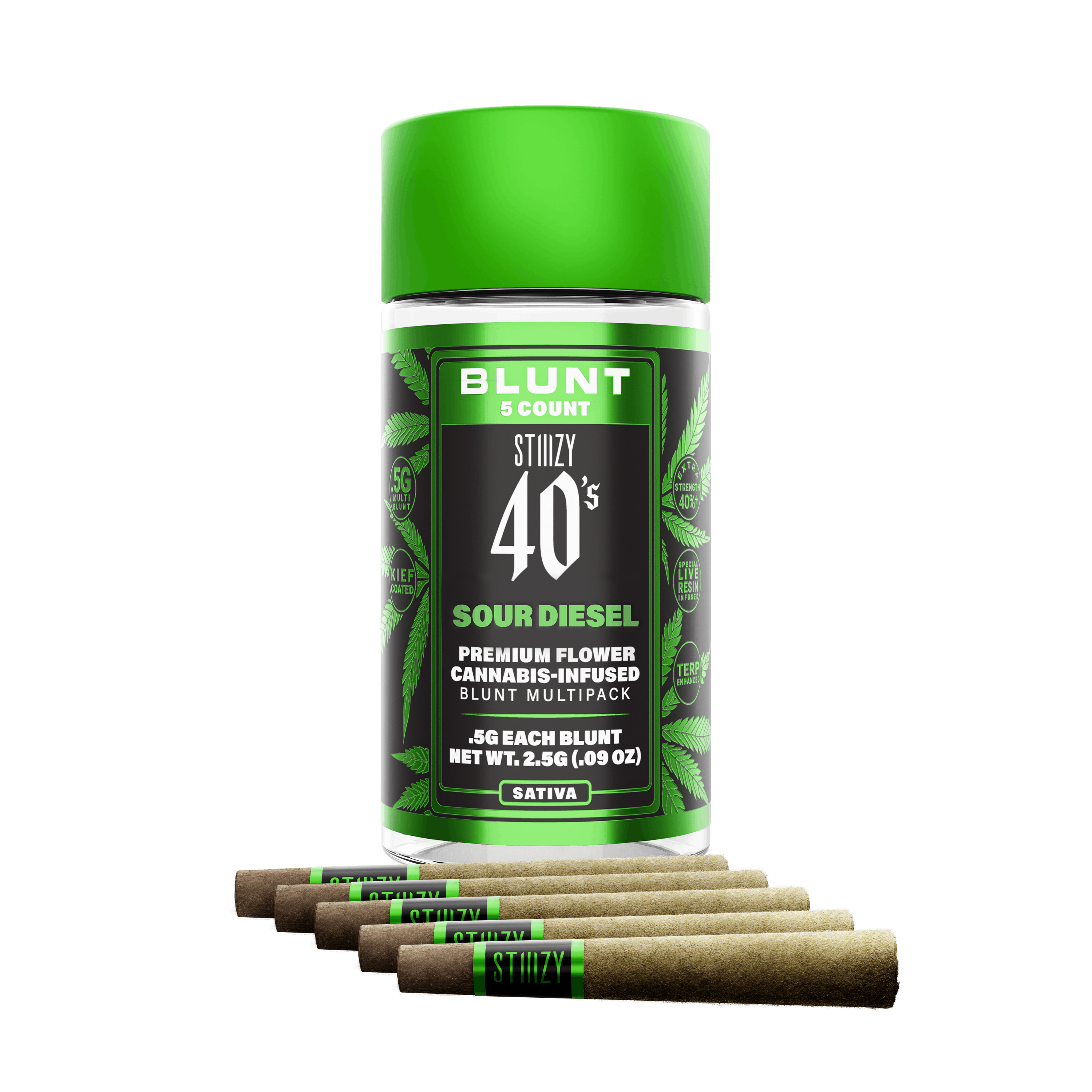 STIIIZY - - SOUR DIESEL - .5G 40's Infused Mini Blunt 5 Pack - 1